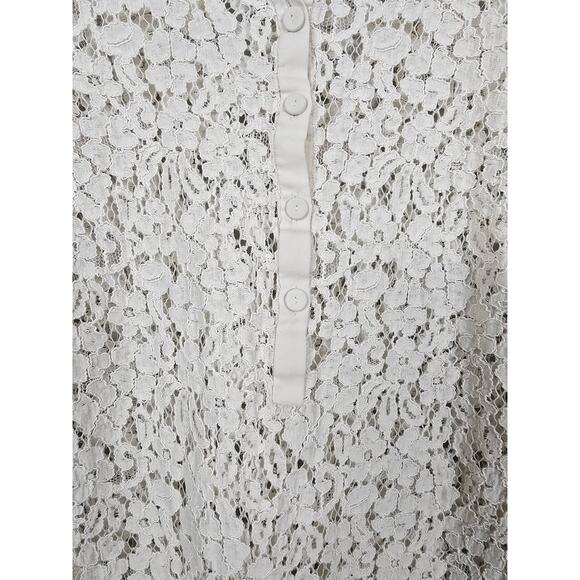 Rachel Zoe Ivory Lace Floral Blouse Size 6 High Neck Long Sleeve Romantic Top - Picture 4 of 4